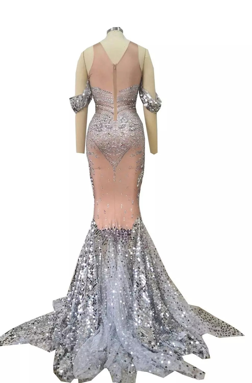 Sleeveless Long Fringed Bright Diamond Dress