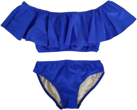 Kids blue ruffle 2 piece swim