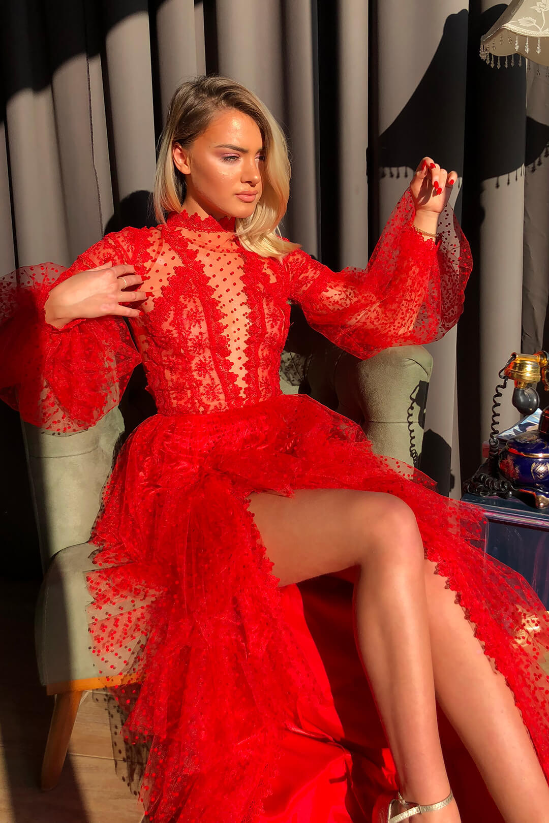 Sexy Show Stopper Mesh Long-sleeved Dress