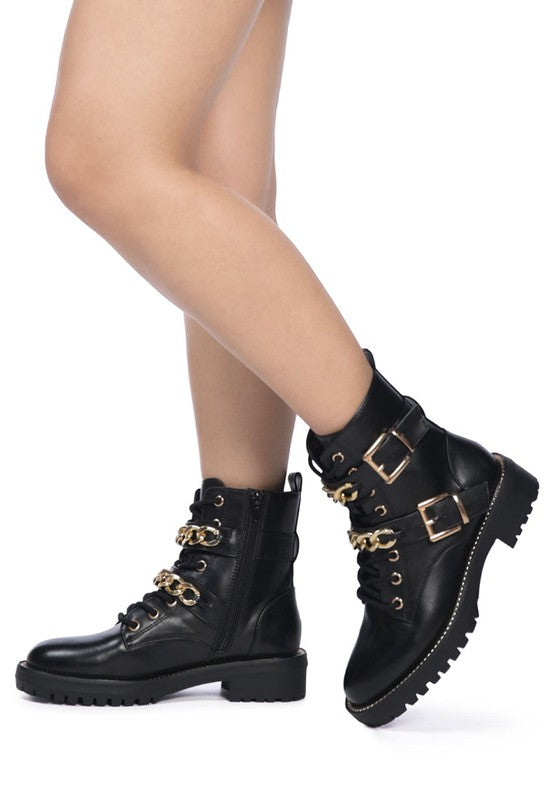 BILLY ATTA GIRL METAL CHAIN DETAIL BIKER BOOT