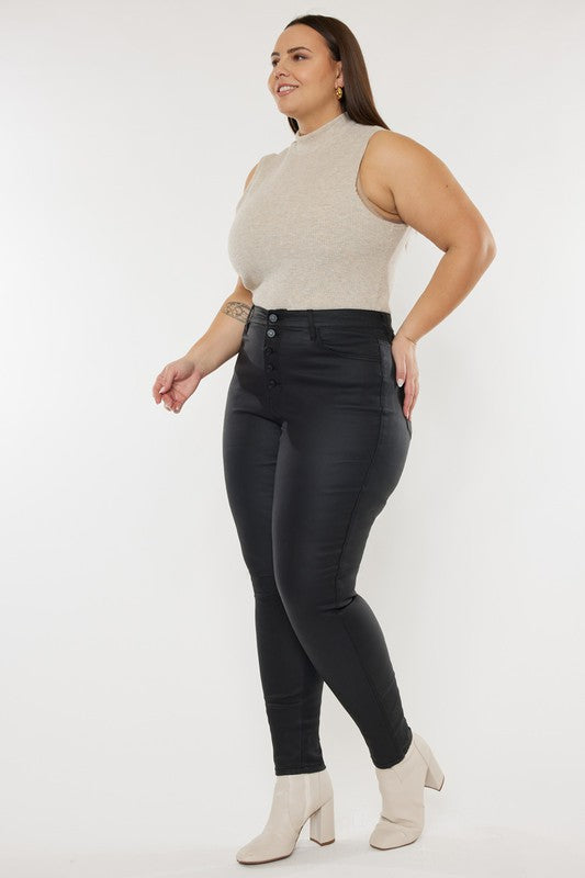 Plus Size High Rise Coated Ankle Skinny Jeans