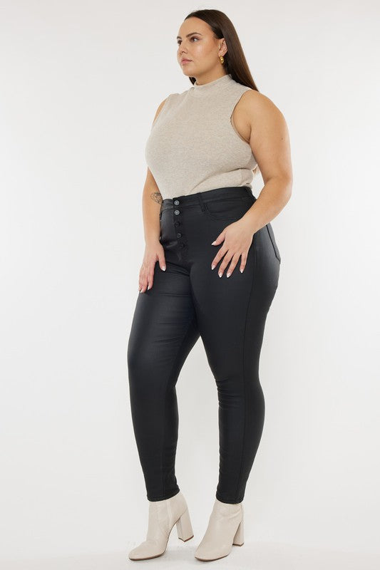 Plus Size High Rise Coated Ankle Skinny Jeans