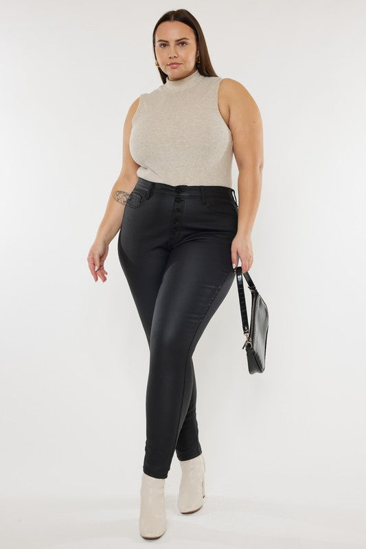 Plus Size High Rise Coated Ankle Skinny Jeans