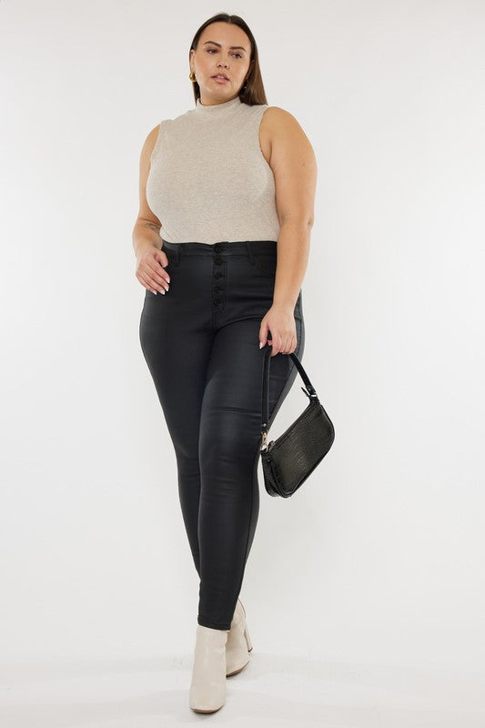 Plus Size High Rise Coated Ankle Skinny Jeans