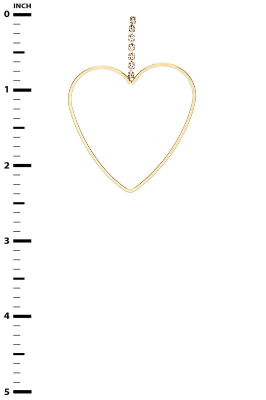 Rhinestone Accent Open Heart Drop Earrings