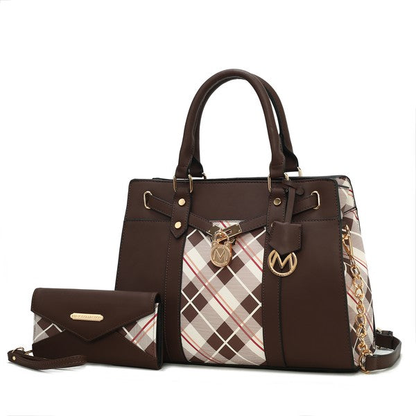 MKF Christine Plaid Satchel Bag with Wallet
