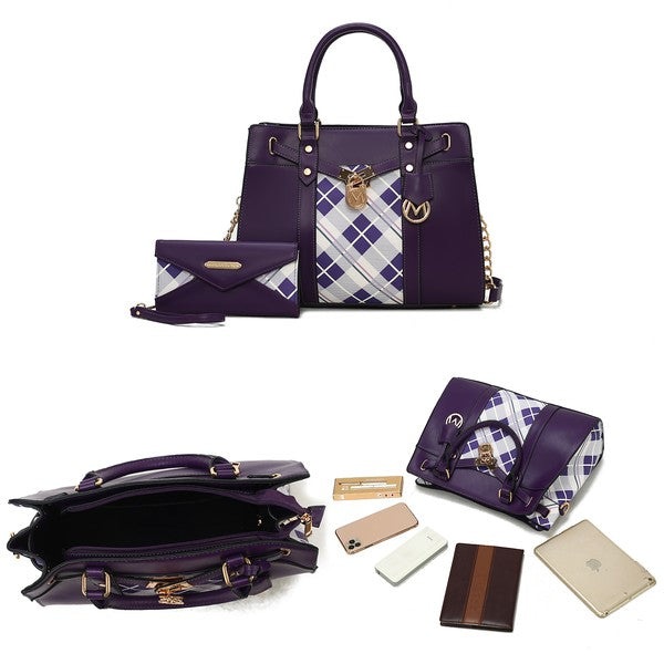 MKF Christine Plaid Satchel Bag with Wallet
