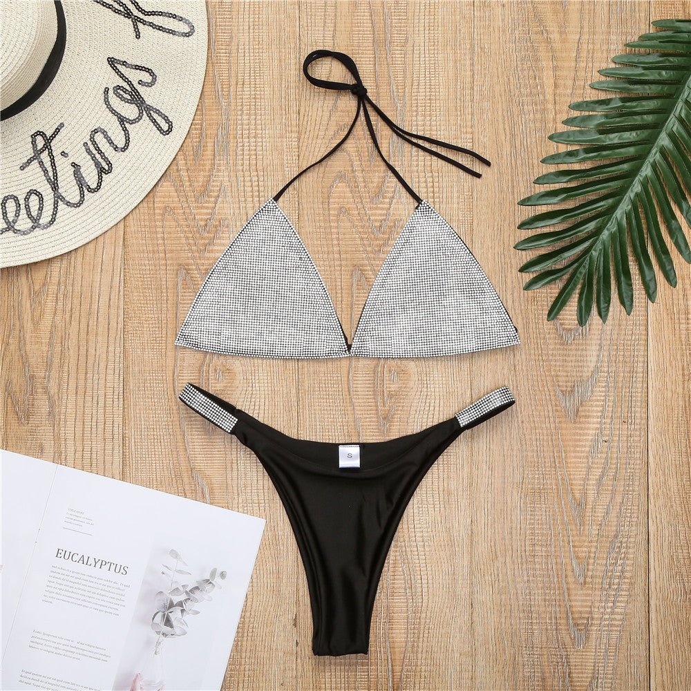 Luxury Bling Rhinestone Bikini Sliver Set
