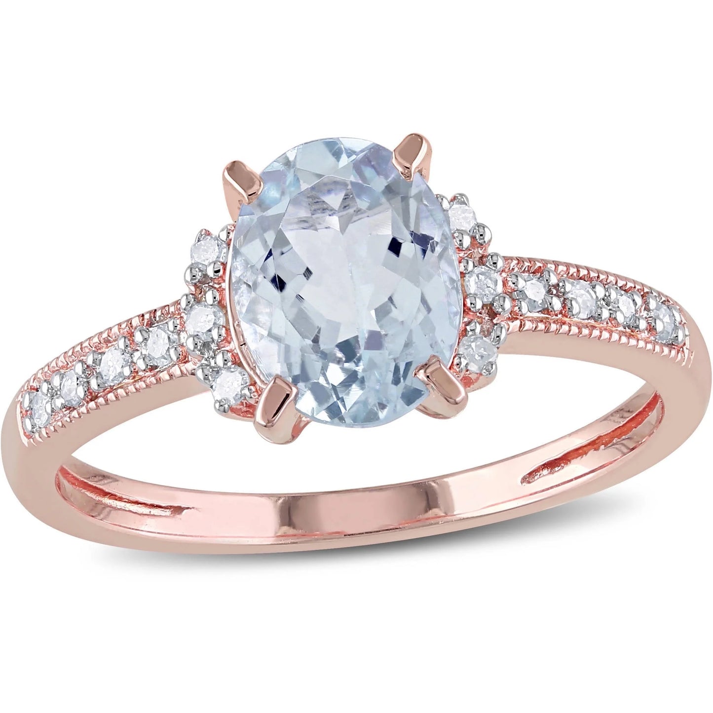Women'S Aquamarine Rose Gold Plated Ring
