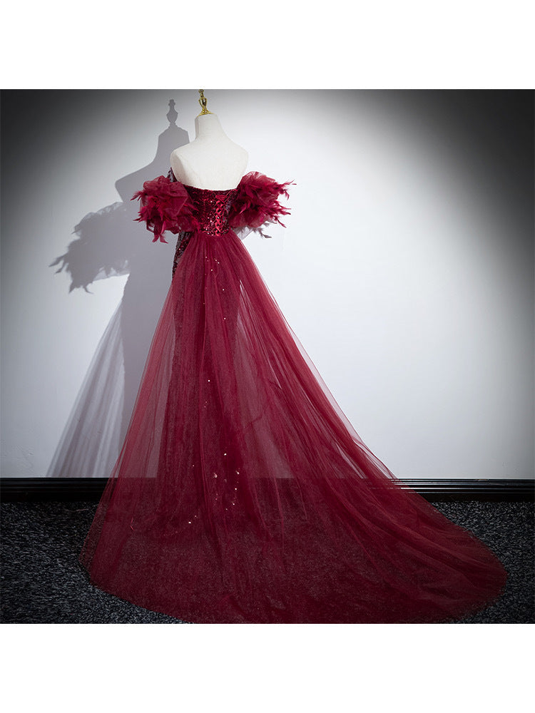 Red Formal Fishtail Sequins Evening Dress for Prom or Wedding