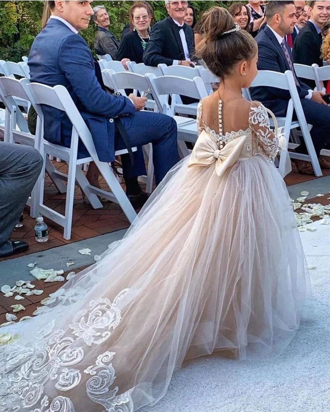 FATAPAESE 2-14 Years Lace Tulle Flower Girls Dress Princess for Kid Child Wedding Party Juniorbridesmaid Maxi Ball Gown Evening