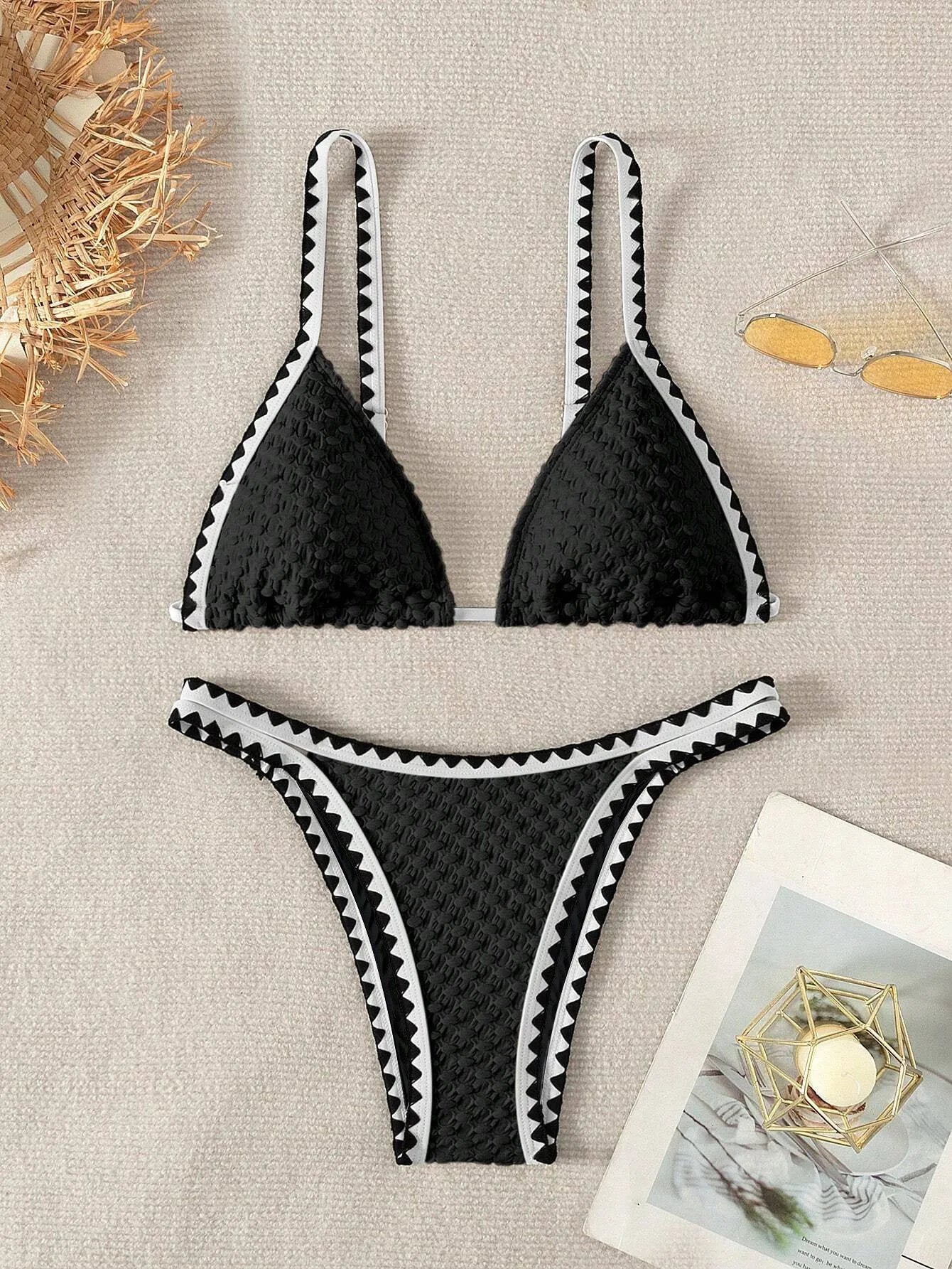 Swimwear White 2 Piece Strapless Swimsuit for Women Sexy Bandeau Backless Bikini Set Lace-up Patchwork Bathing Suit 2025 New