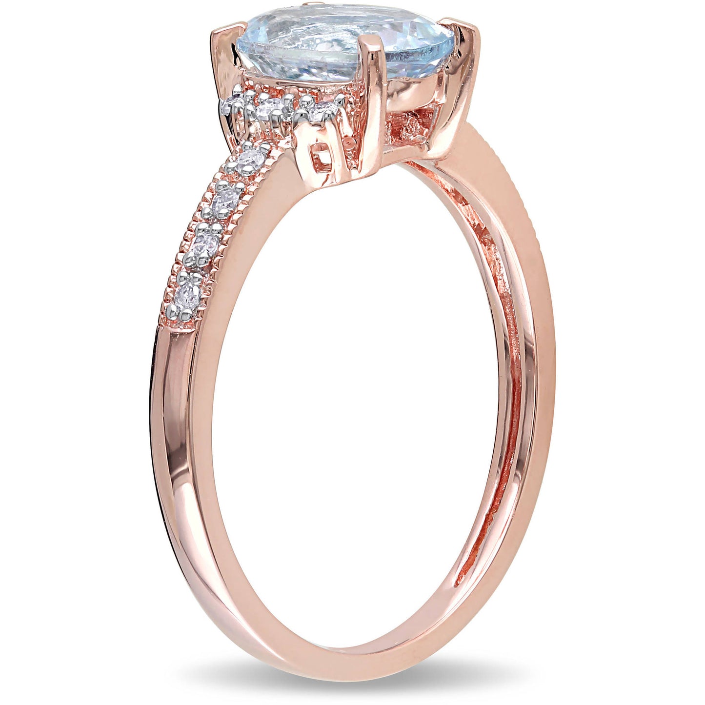 Women'S Aquamarine Rose Gold Plated Ring