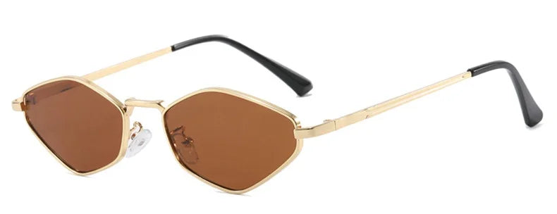 Trendy Polygonal Small Sunglasses Women Vintage Metal Frame Sunglasses Woman 2025 Glasses Ladies Shades Trends Summer Unique