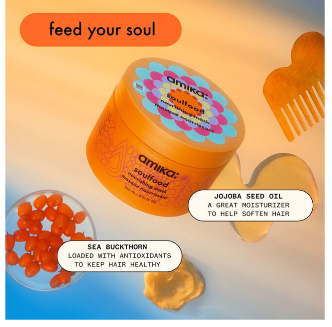 Amika Soul food Nourishing Mask Conditioning Treatment jojoba see oil moisturizer soften hair sea buckthorn loaded with antioxidants to keep hair healthy