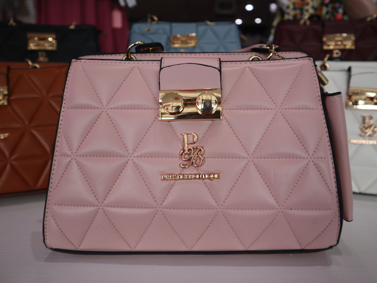 Geometric Handbag Women's Medium Large purse Prestige Boutique pink