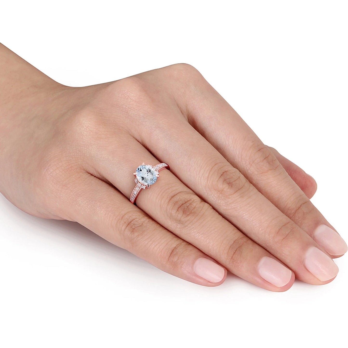 Women'S Aquamarine Rose Gold Plated Ring