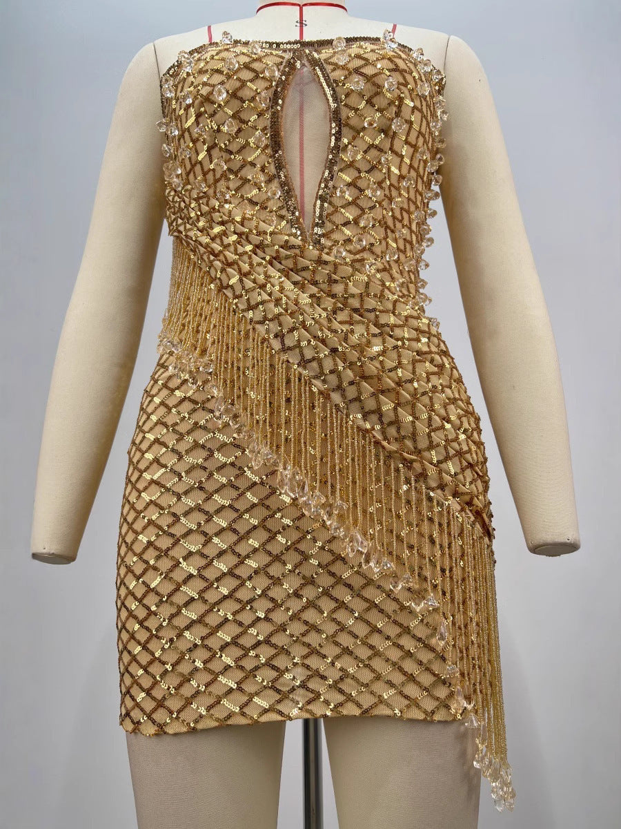 Women's Fashion Personality Tassel Sequins Dress