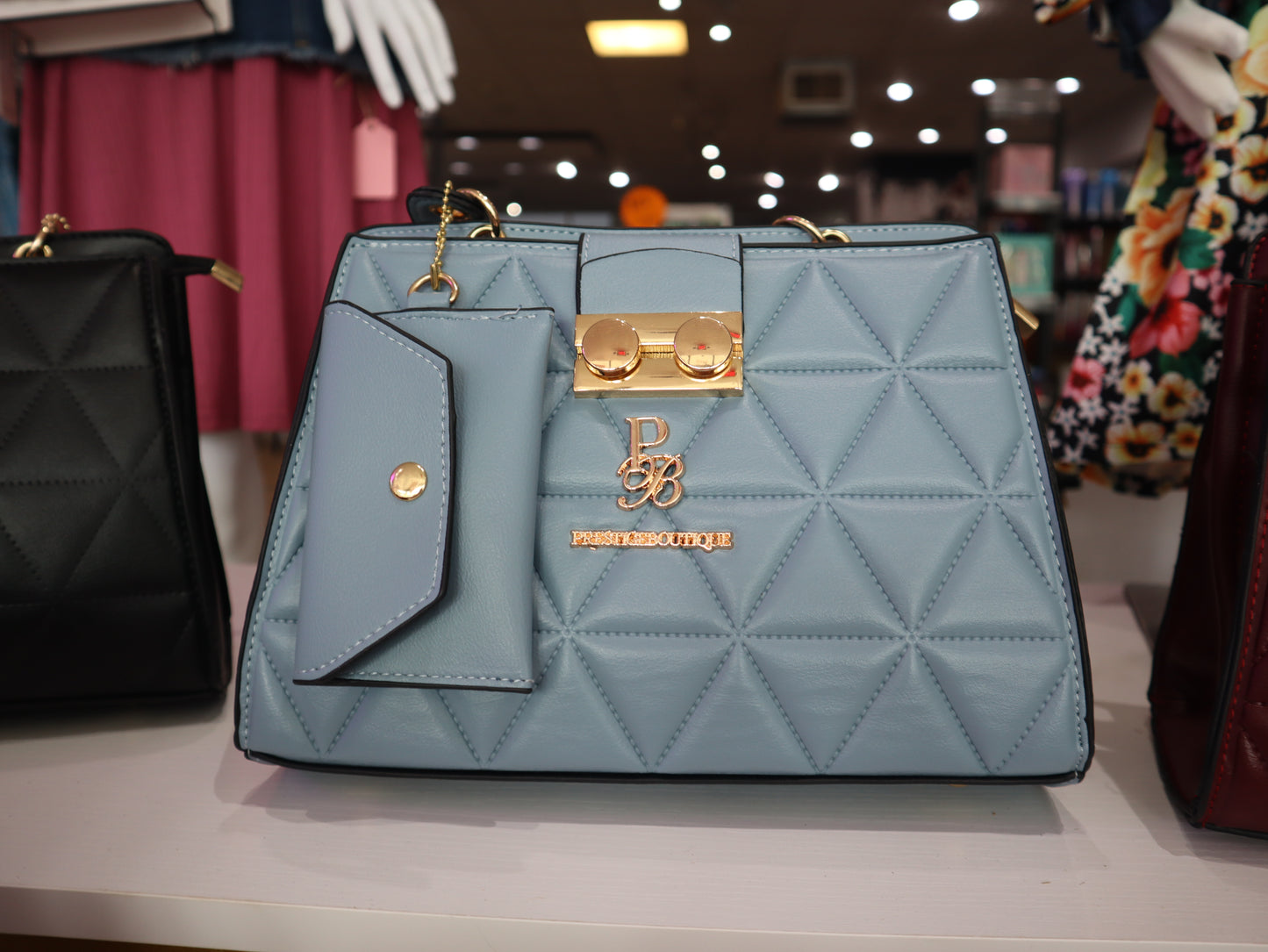 Geometric Handbag Women's Medium Large purse Prestige Boutique light blue purse