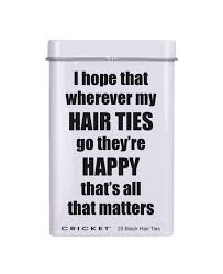 Happy Hair Ties Tin (with 25 Black Hair Ties) Gift Set