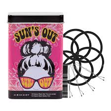 Suns Out Buns Out Hair Tin (10 Black Hair Ties & 15 Black Bobby Pins)