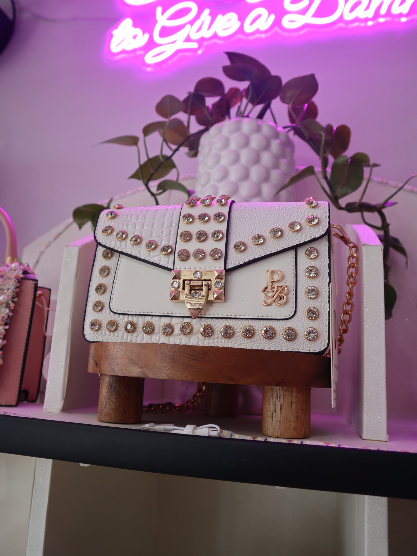 Prestige Boutique studded rhinestone crossbody handbag purse