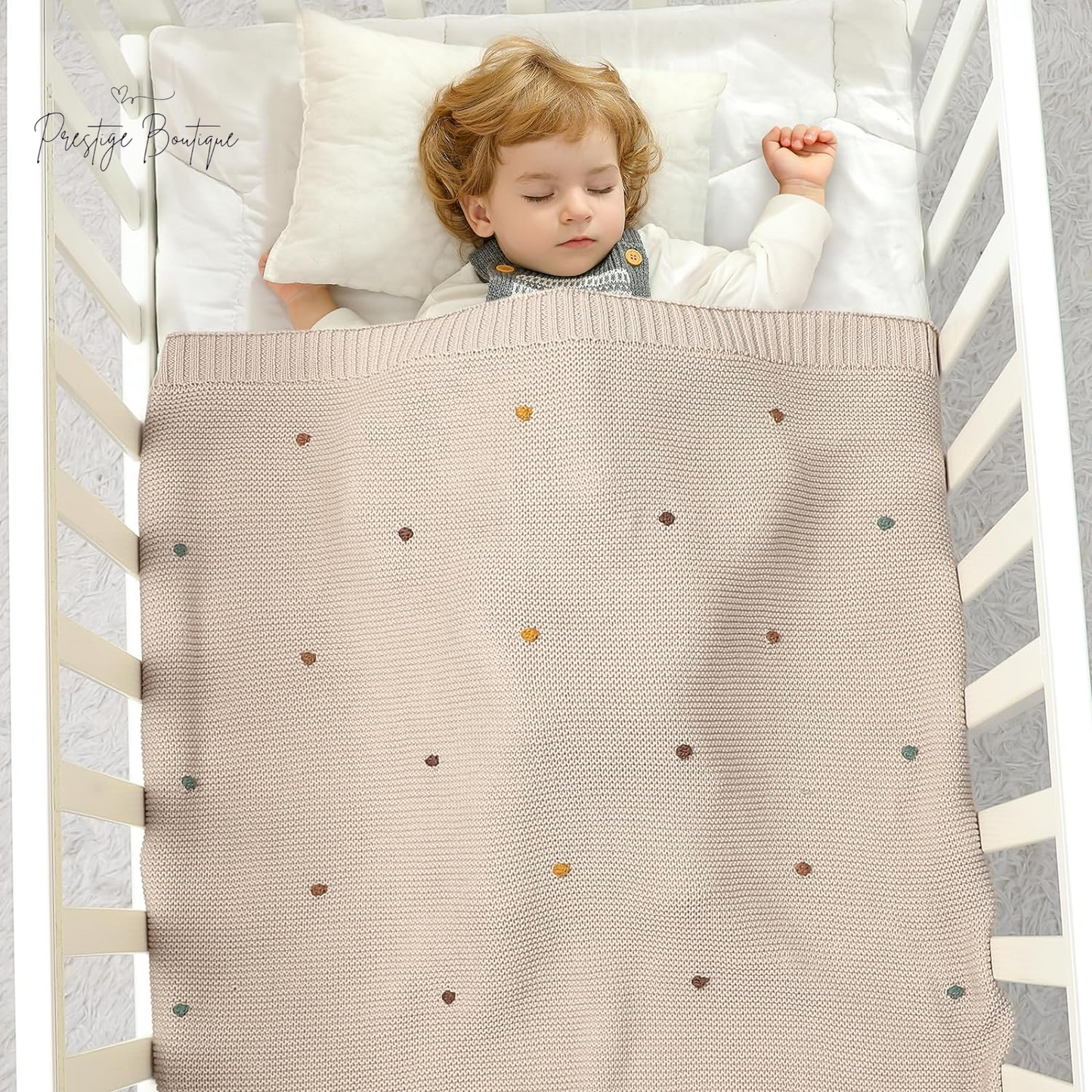 Mimixiong Cotton Baby Blanket Gender Neutral Nursery Swaddling Blanket for Shower Gift Registry for Baby with Cute Pompoms Khaki