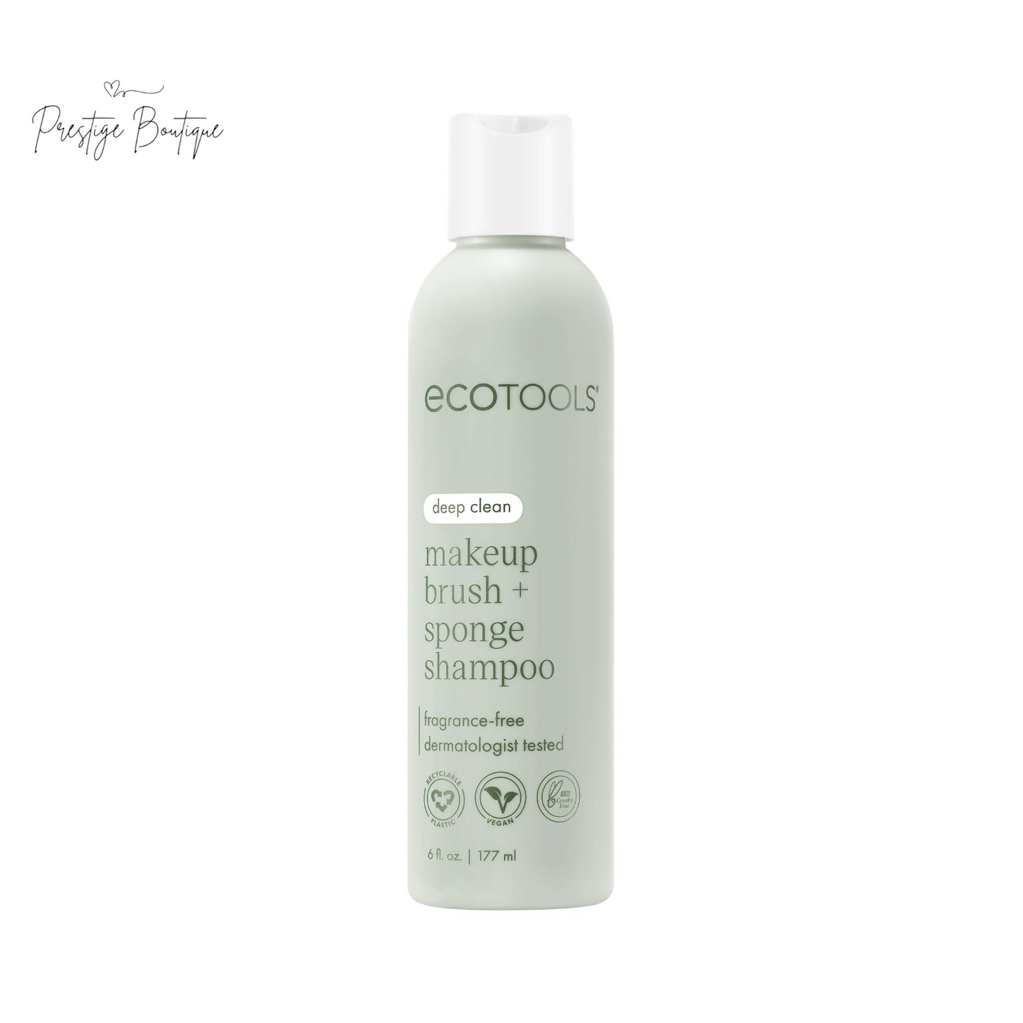 Ecotools Cleanser Shampoo for Makeup Brush/Sponge/Puffs, Remove Makeup & Impurities, Fragrance-Free, No Harsh Chemicals, Vegan & Cruelty-Free, 6 Fl.Oz./177 Ml, 1 Count