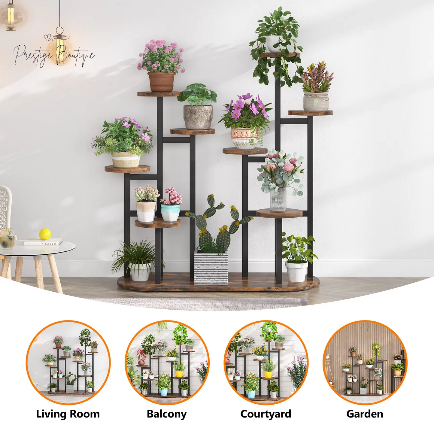 Tribesigns Plant Stand Multi-Tiered 11 Potted Flower Shelf for Window Garden Balcony Corner Living Room