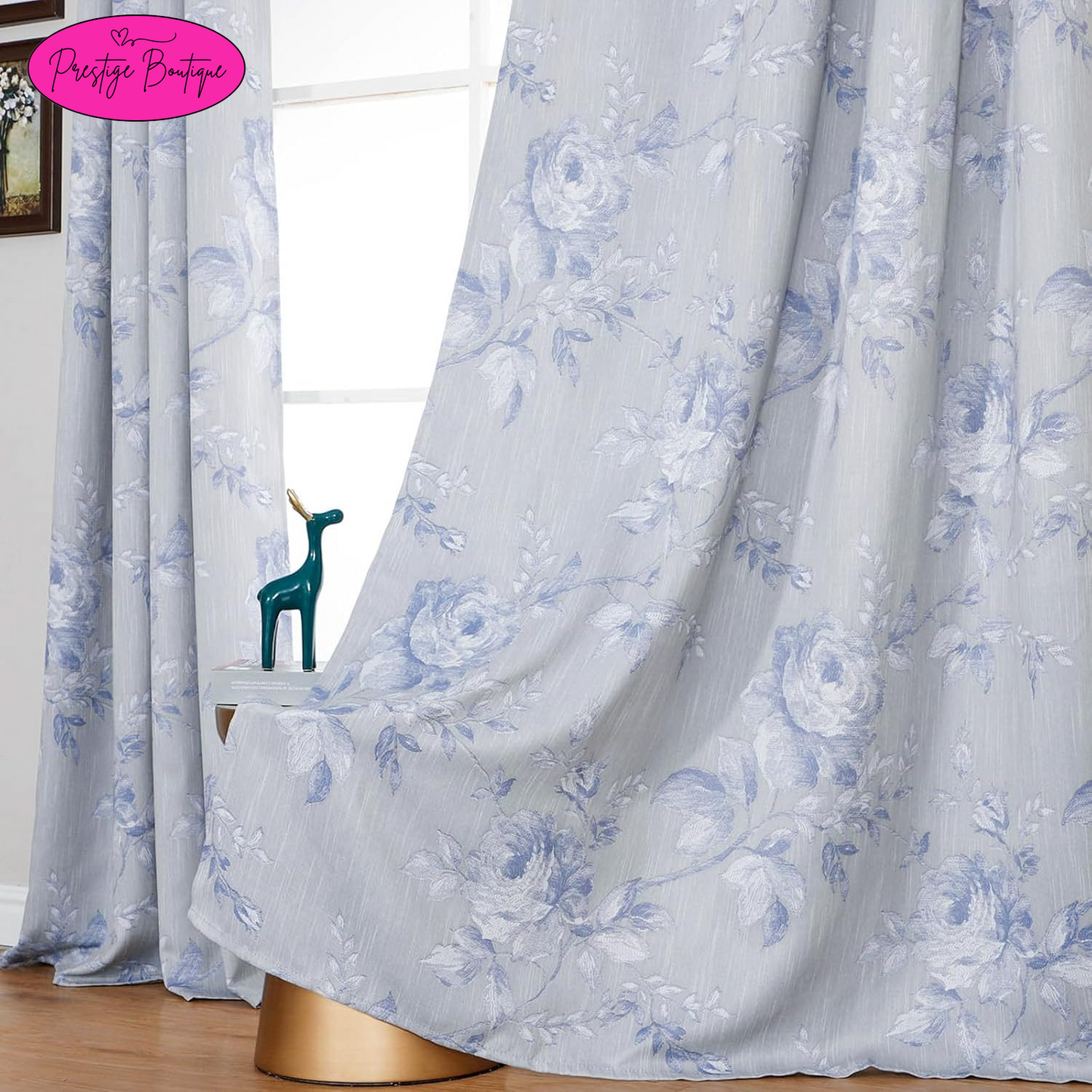 BUHUA Curtains 95 Inch Length 2 Panels Set Floral Curtains for Bedroom Living Room, Farmhouse Blackout Curtains for Sliding Door, 38" W X 95" L, Beige and Pink