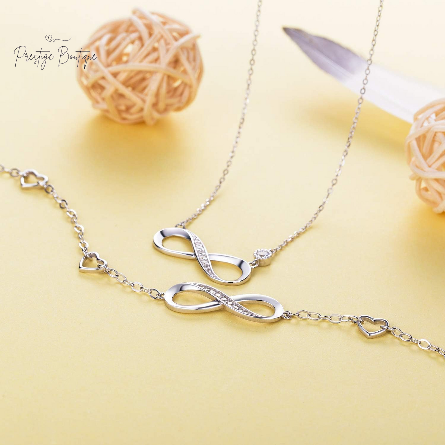 Billie Bijoux 925 Sterling Silver Necklace Bracelet Jewelry Sets Infinity Love Jewelry Sets White Gold Plated Women Necklace Gifts for Women