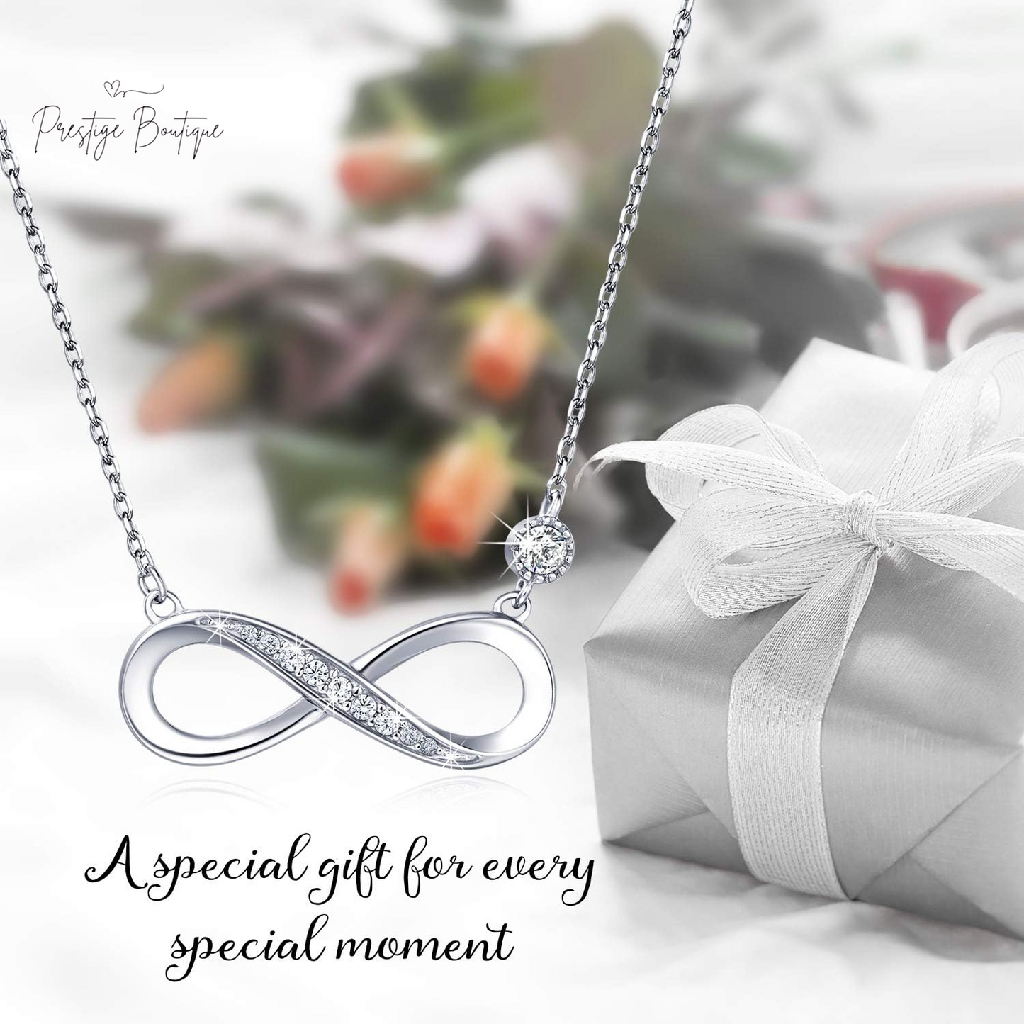 Billie Bijoux Infinity Necklaces 925 Sterling Silver Necklace Love Pendant White Gold Plated Women Necklace Gifts for for Women