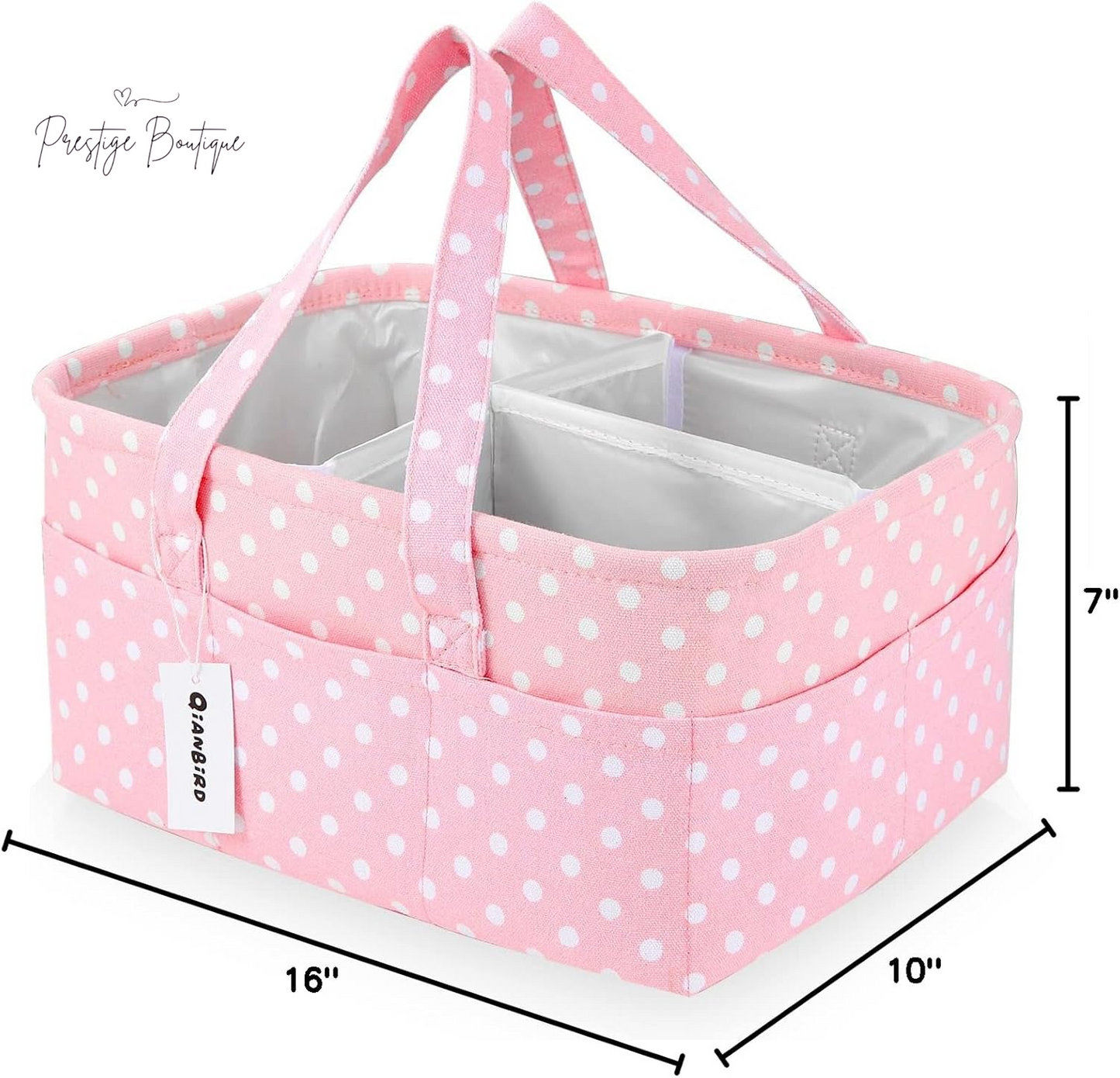 Pink Diaper Caddy Organizer for Baby Girl-Large Portable Diaper Caddy Basket for Changing Table-Diaper Organizer Caddy-Car Travel Tote Bag-Newborn Registry Baby Shower Basket for Diapers & Wipes