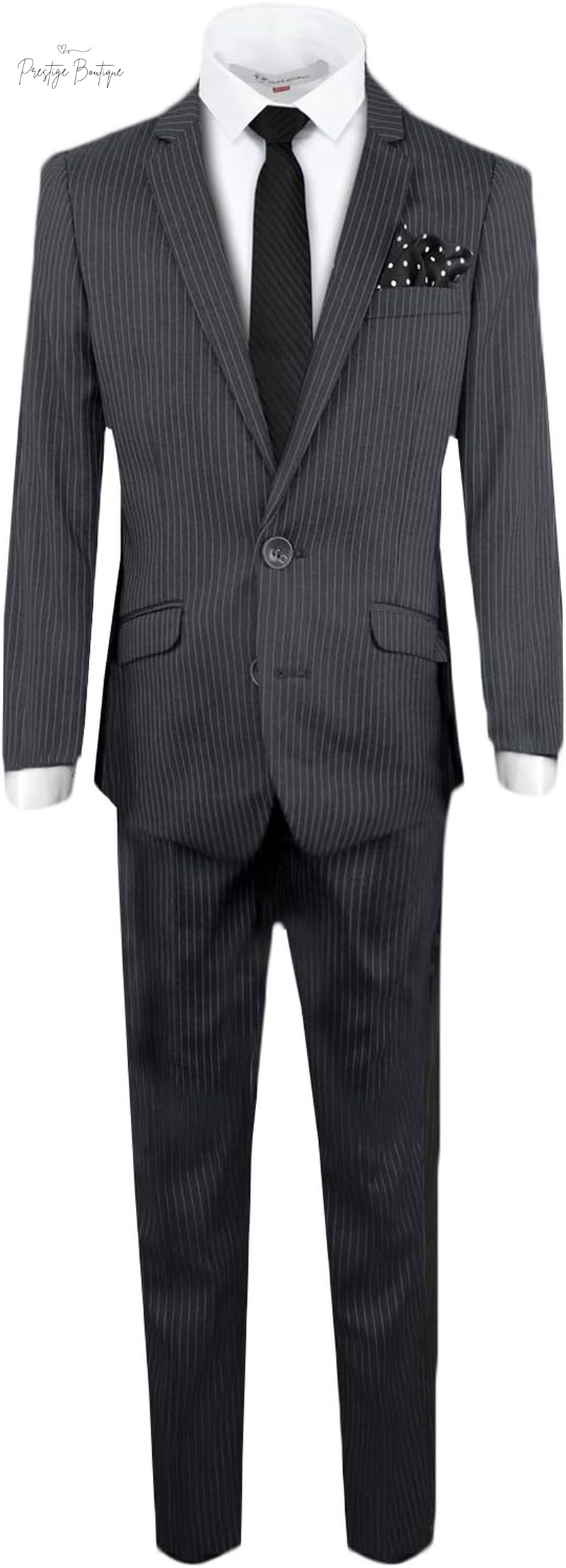 Black N Bianco Signature Boys' Slim Fit Suit Complete Outfit