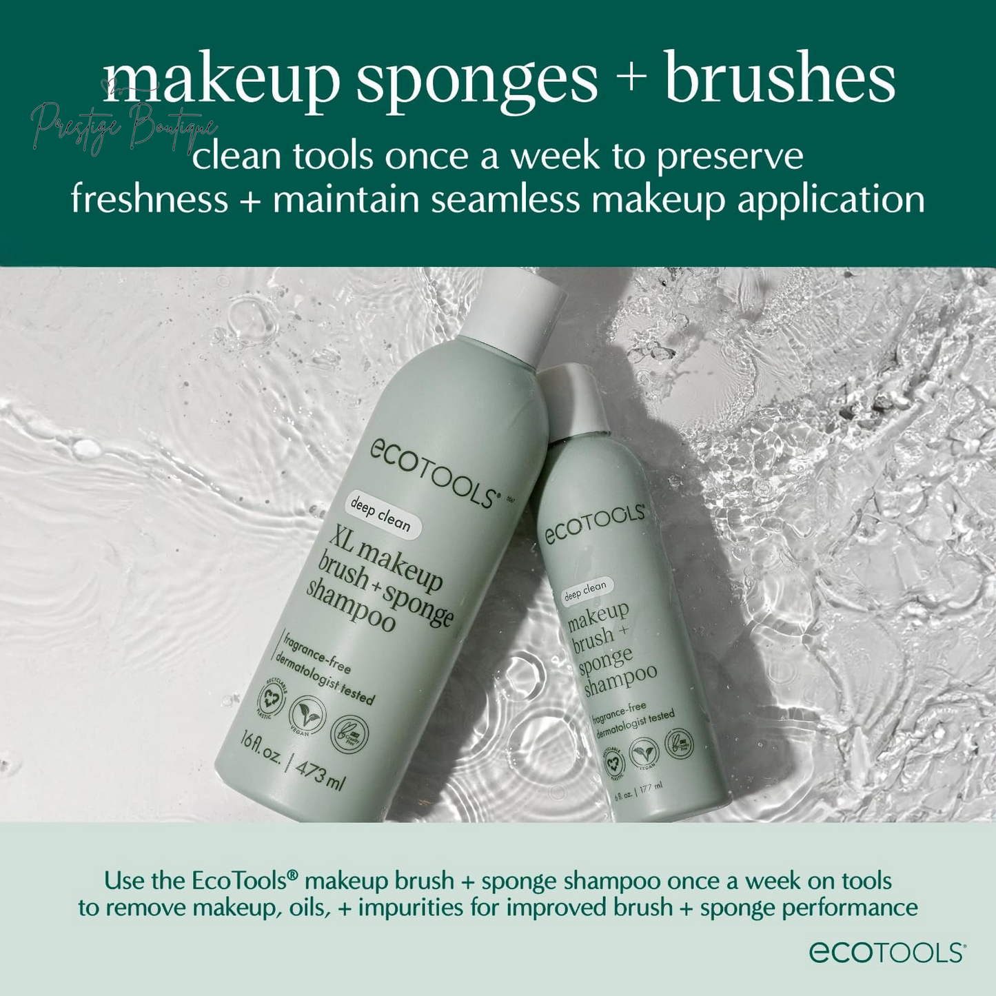 Ecotools Cleanser Shampoo for Makeup Brush/Sponge/Puffs, Remove Makeup & Impurities, Fragrance-Free, No Harsh Chemicals, Vegan & Cruelty-Free, 6 Fl.Oz./177 Ml, 1 Count