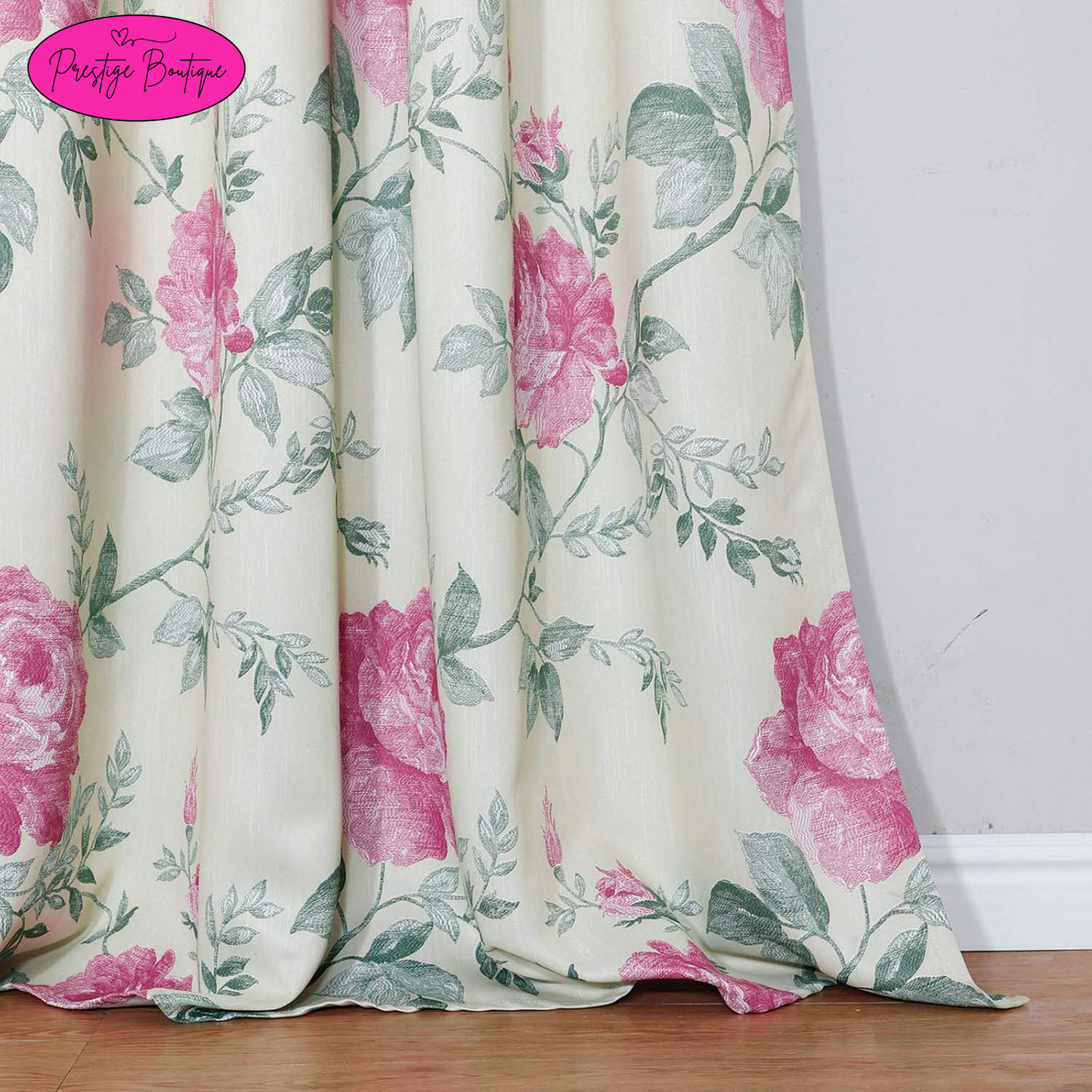 BUHUA Curtains 95 Inch Length 2 Panels Set Floral Curtains for Bedroom Living Room, Farmhouse Blackout Curtains for Sliding Door, 38" W X 95" L, Beige and Pink