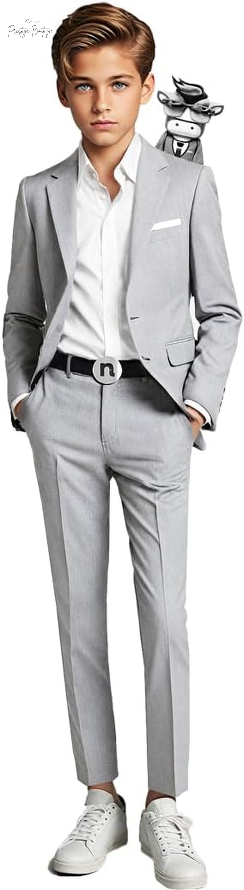 Black N Bianco Signature Boys' Slim Fit Suit Complete Outfit
