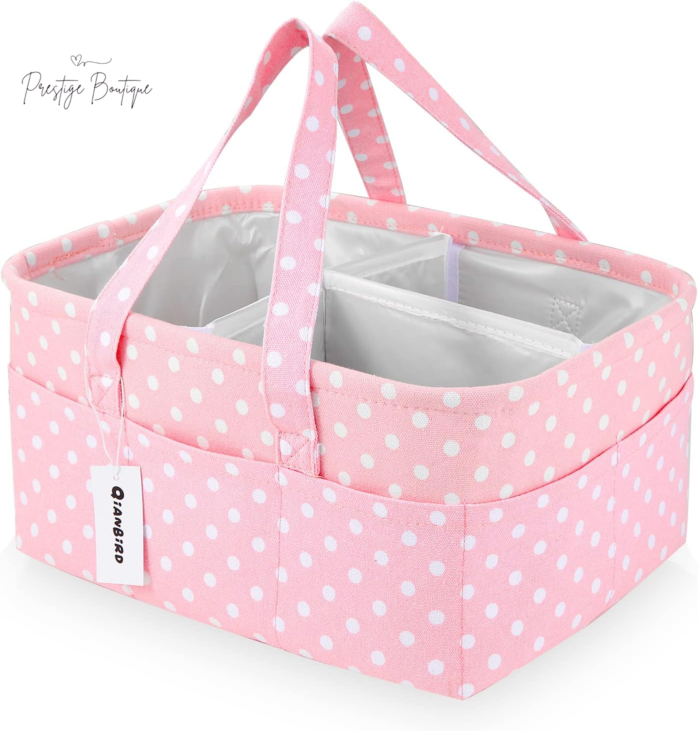 Pink Diaper Caddy Organizer for Baby Girl-Large Portable Diaper Caddy Basket for Changing Table-Diaper Organizer Caddy-Car Travel Tote Bag-Newborn Registry Baby Shower Basket for Diapers & Wipes