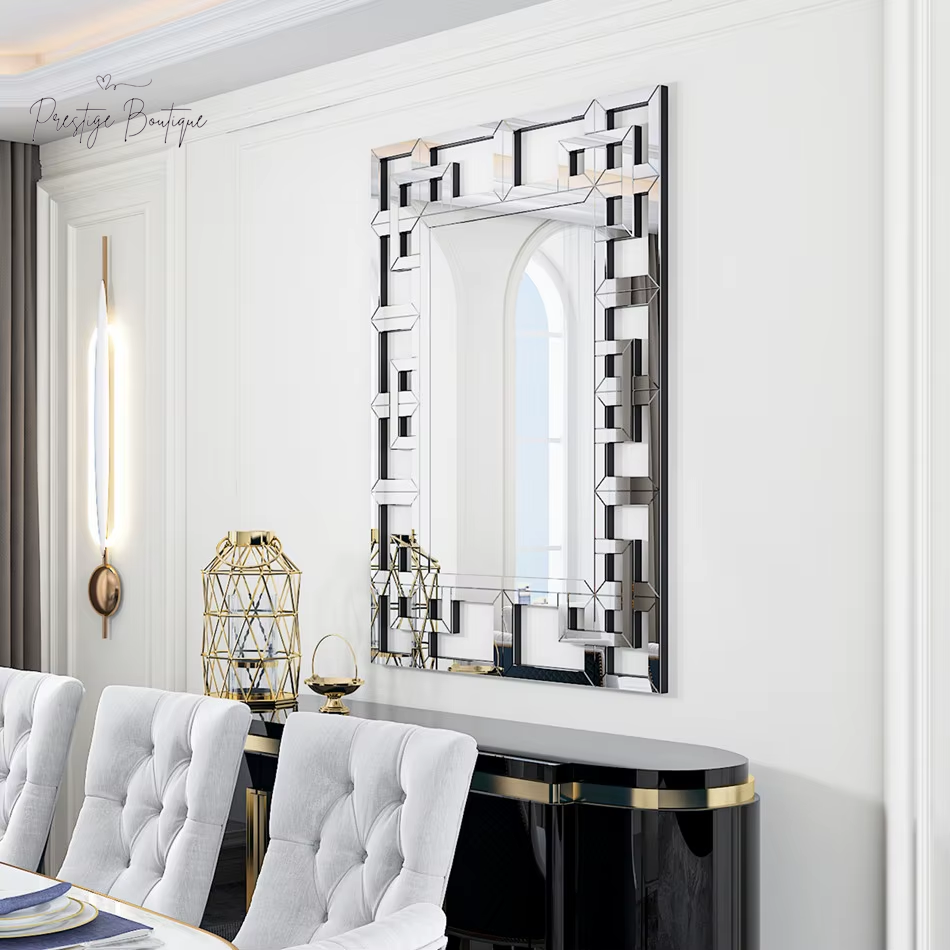 LUVODI High-Grade Wall Decorative Mirror with Silver Polished Hollow-Out Mirrors for Home Hotel