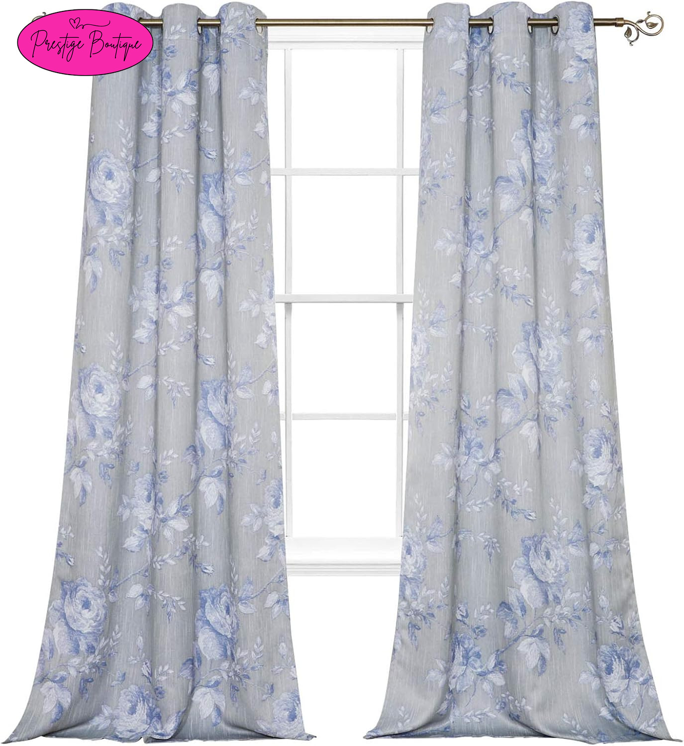 BUHUA Curtains 95 Inch Length 2 Panels Set Floral Curtains for Bedroom Living Room, Farmhouse Blackout Curtains for Sliding Door, 38" W X 95" L, Beige and Pink