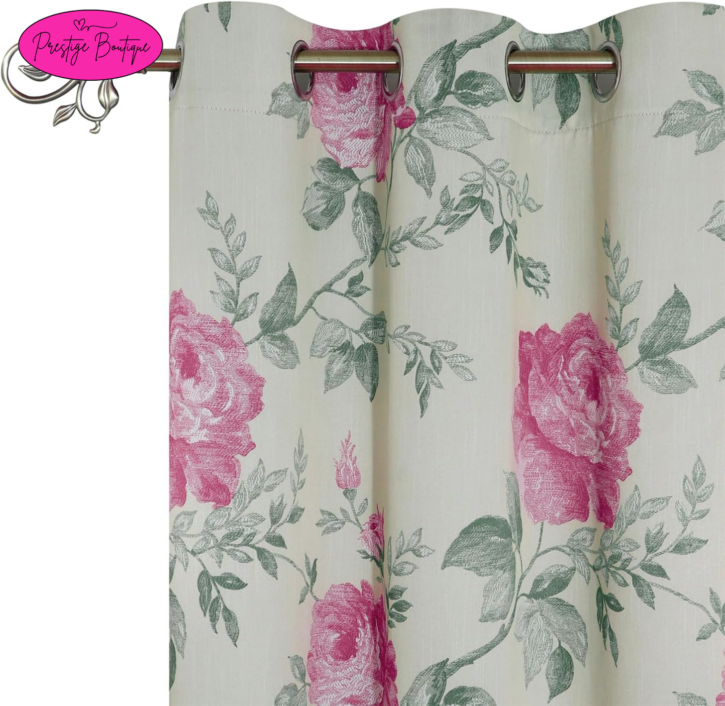 BUHUA Curtains 95 Inch Length 2 Panels Set Floral Curtains for Bedroom Living Room, Farmhouse Blackout Curtains for Sliding Door, 38" W X 95" L, Beige and Pink