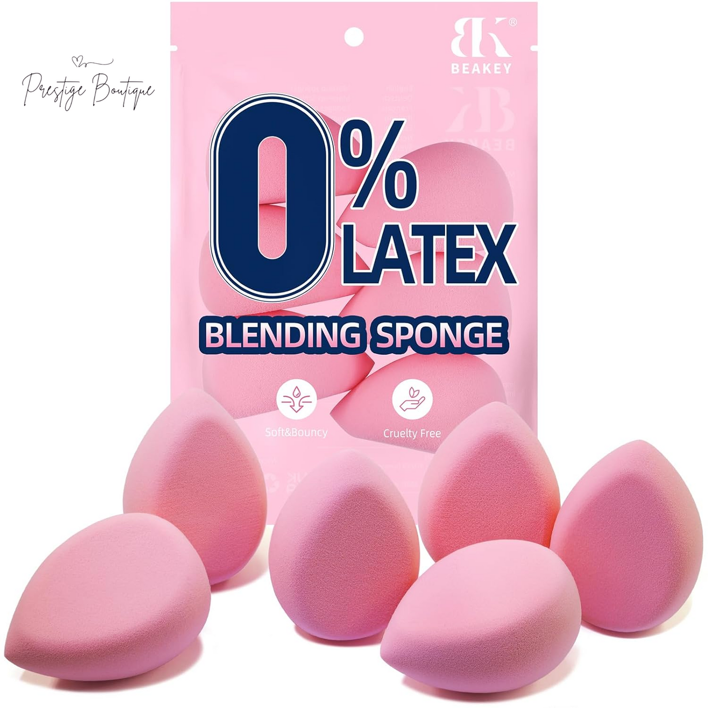 BEAKEY Super Soft Makeup Sponge Set of 6, Makeup Sponges for Foundation, Liquid, Cream and Powder, Pink Beauty Sponge for Blending, 0 Latex Blender