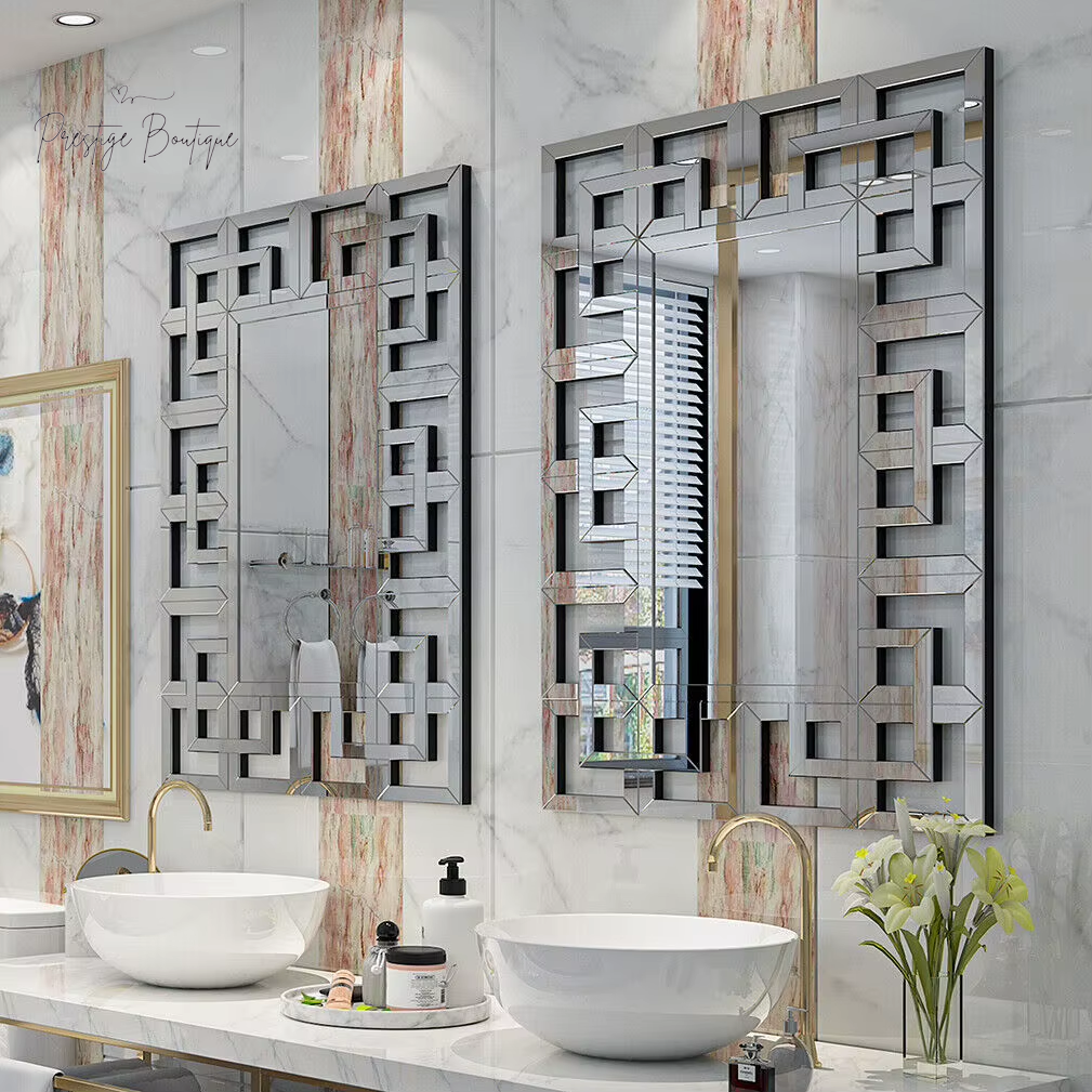 LUVODI High-Grade Wall Decorative Mirror with Silver Polished Hollow-Out Mirrors for Home Hotel