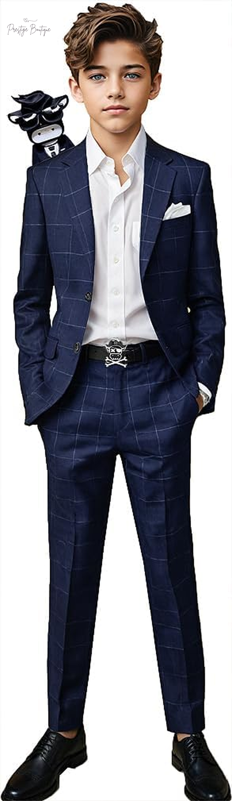 Black N Bianco Signature Boys' Slim Fit Suit Complete Outfit