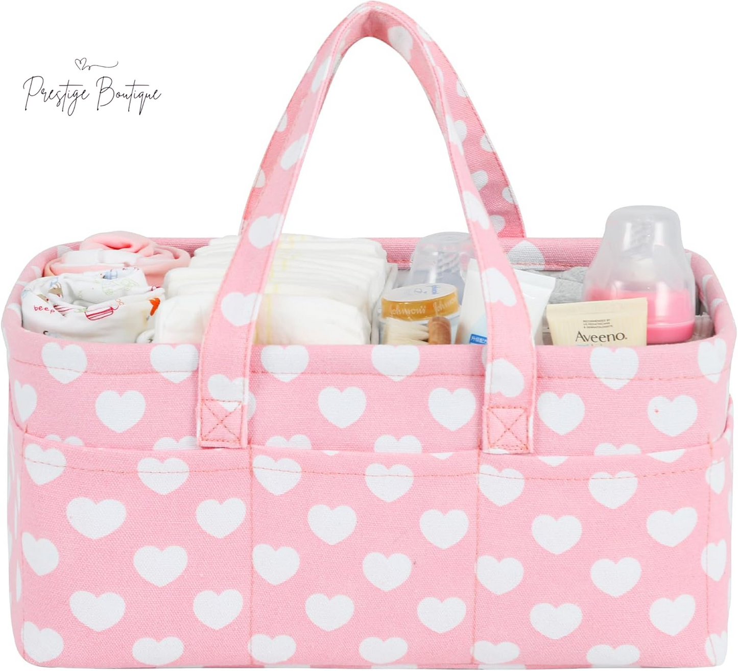 Pink Diaper Caddy Organizer for Baby Girl-Large Portable Diaper Caddy Basket for Changing Table-Diaper Organizer Caddy-Car Travel Tote Bag-Newborn Registry Baby Shower Basket for Diapers & Wipes