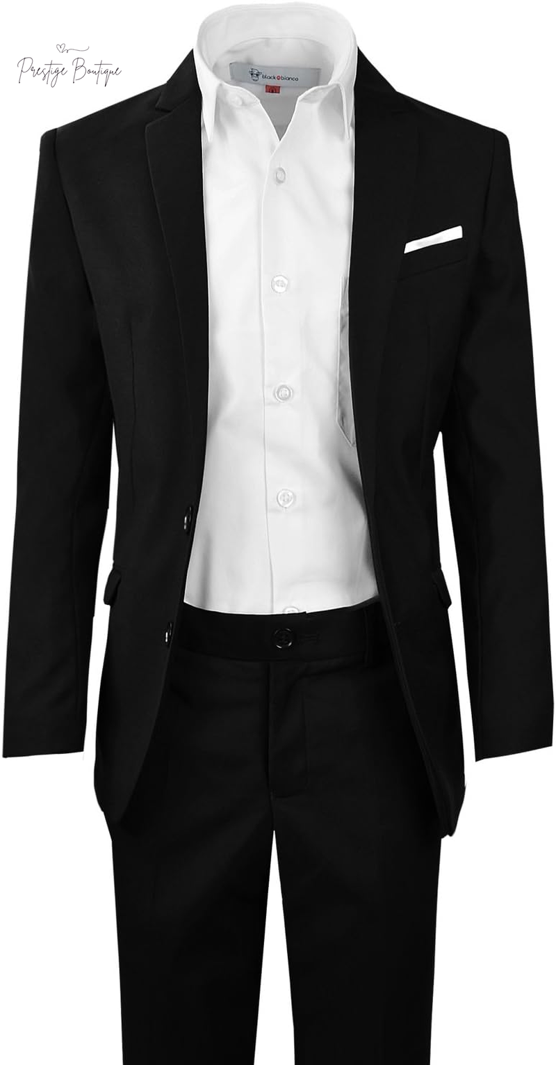 Black N Bianco Signature Boys' Slim Fit Suit Complete Outfit