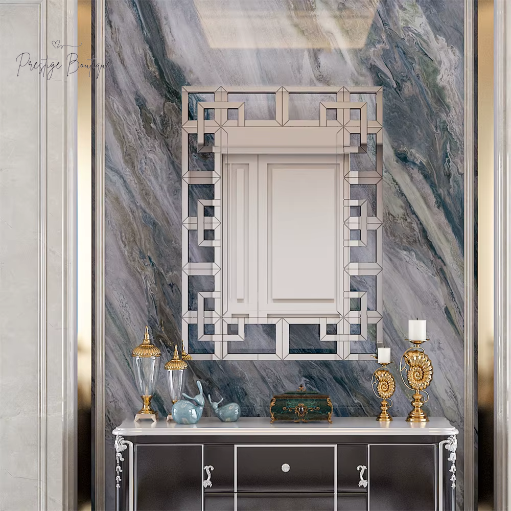 LUVODI High-Grade Wall Decorative Mirror with Silver Polished Hollow-Out Mirrors for Home Hotel