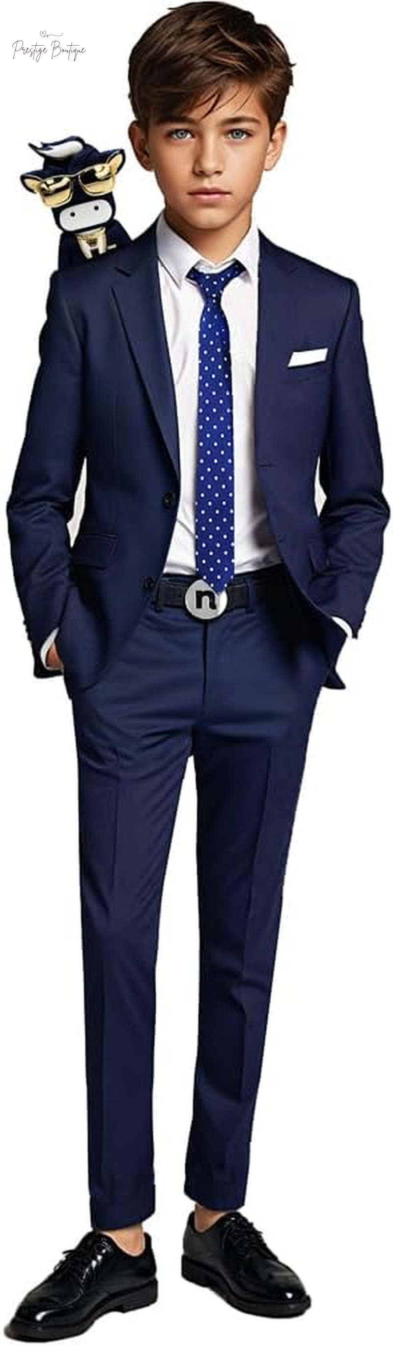 Black N Bianco Signature Boys' Slim Fit Suit Complete Outfit