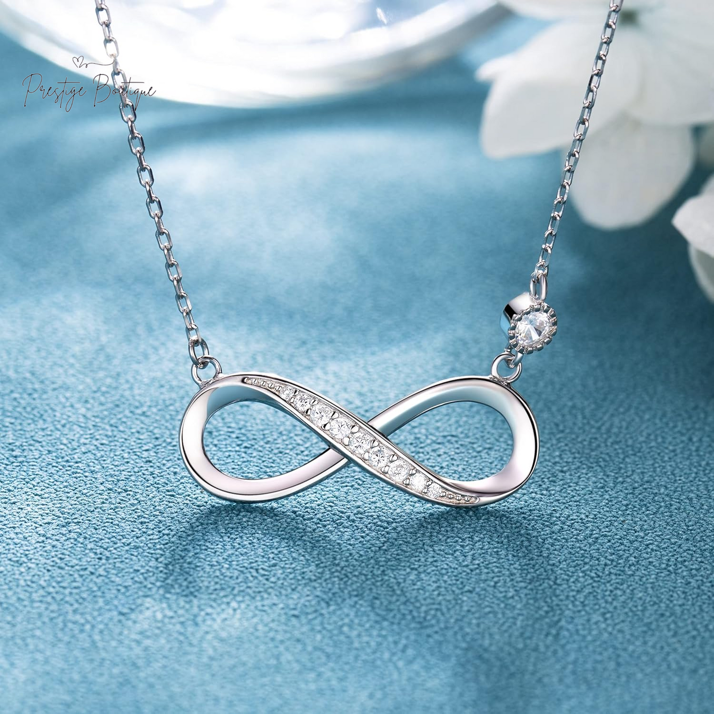 Billie Bijoux Infinity Necklaces 925 Sterling Silver Necklace Love Pendant White Gold Plated Women Necklace Gifts for for Women