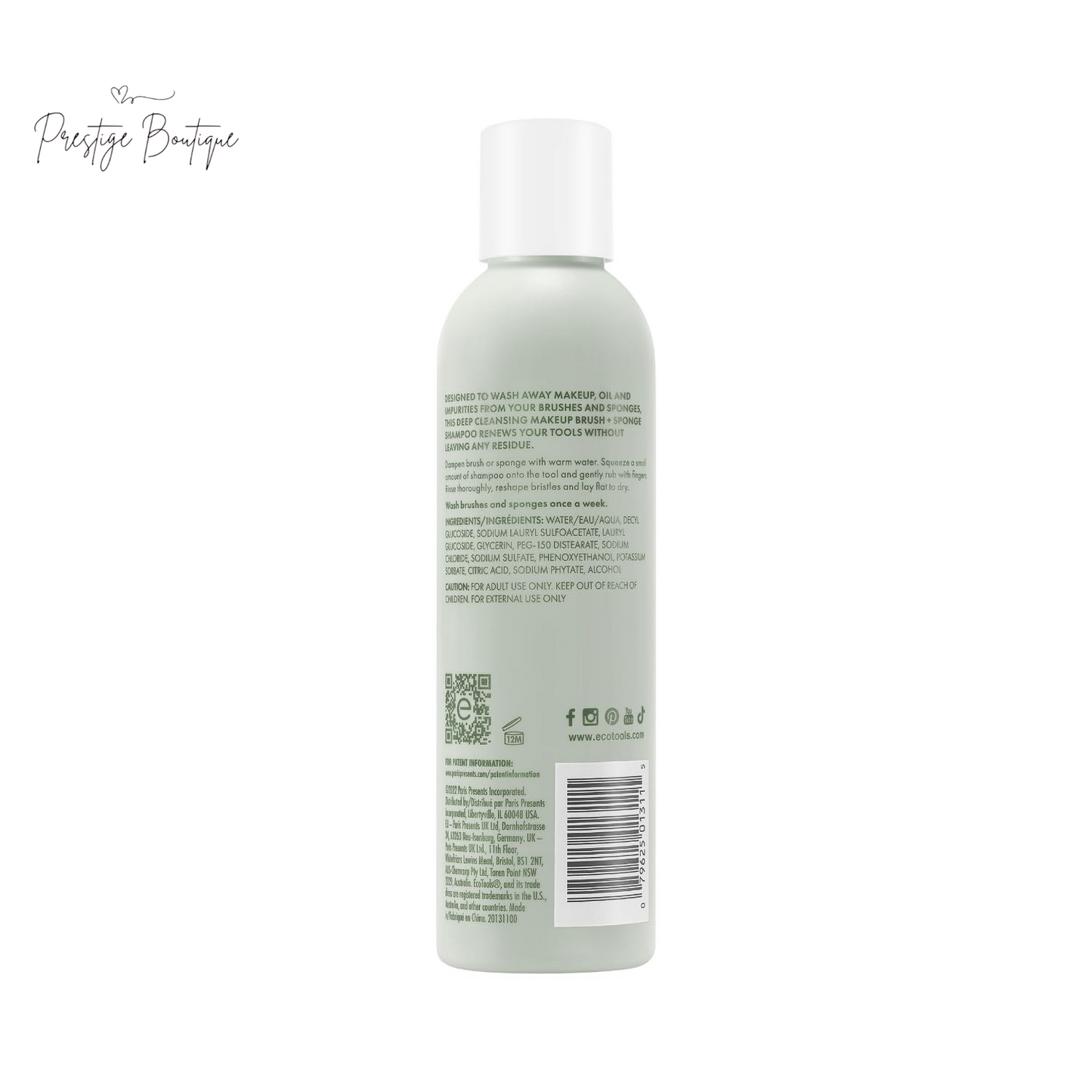 Ecotools Cleanser Shampoo for Makeup Brush/Sponge/Puffs, Remove Makeup & Impurities, Fragrance-Free, No Harsh Chemicals, Vegan & Cruelty-Free, 6 Fl.Oz./177 Ml, 1 Count